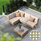 Grand patio 7-Piece Wicker Patio Furniture Set, Boho Outdoor Conversation Set Sectional Sofa with Water Resistant Thick Cushions and Coffee Table, Cream